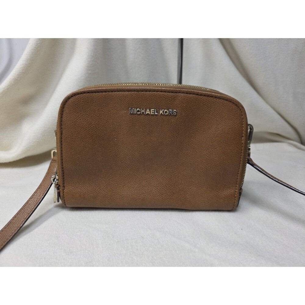 Michael Kors Bedford Small 3 Compartment Crossbody Brown Leather